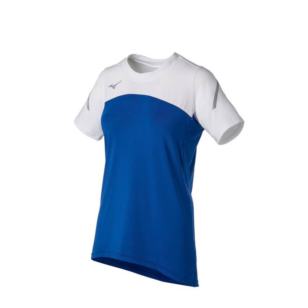 Maglia Mizuno Techno VII Short Sleeve Donna - Blu Reale/Bianche - 10524-FGZV